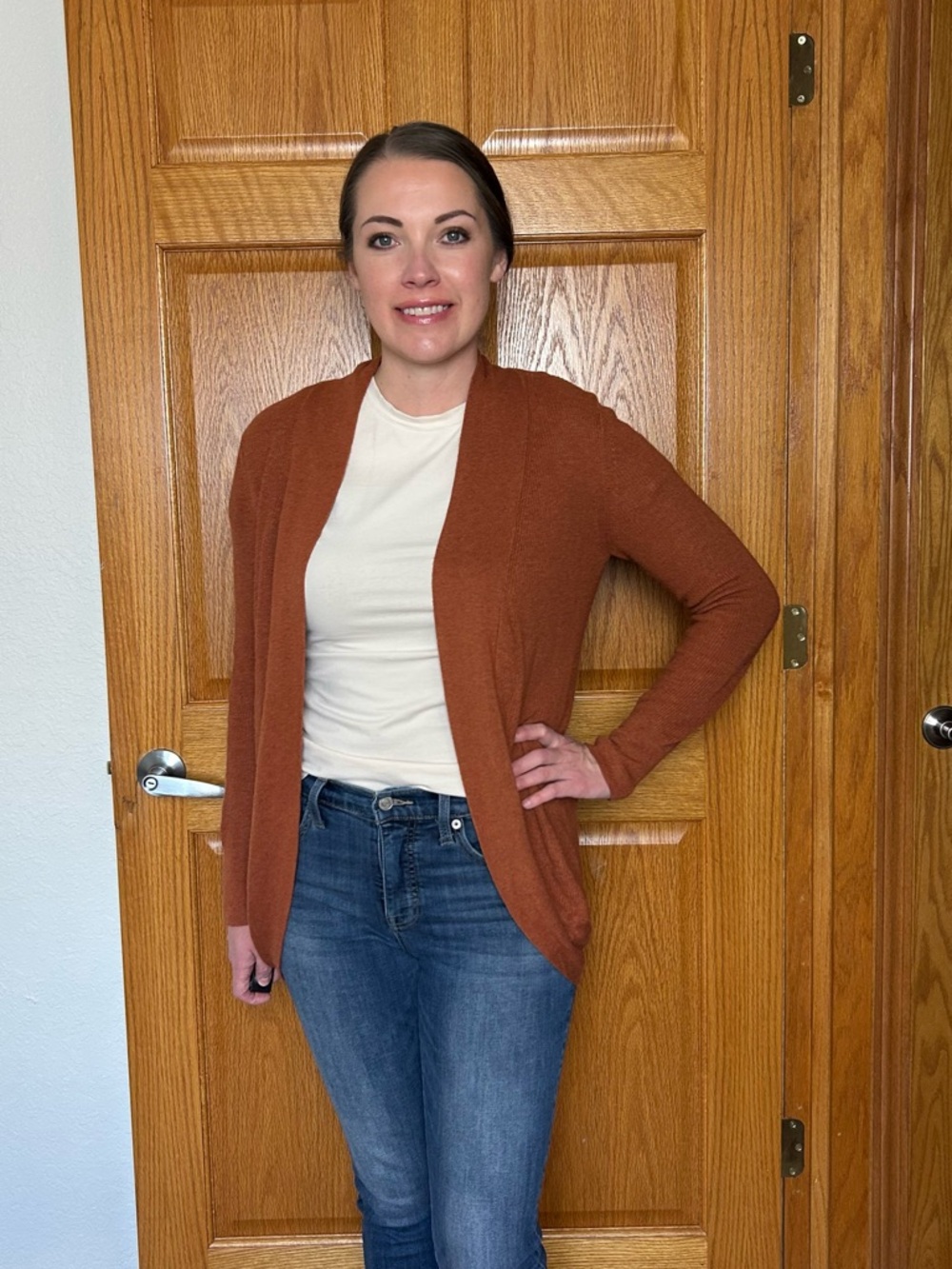 Rust Red Lightweight Cardigan – Cozy Everyday Layer